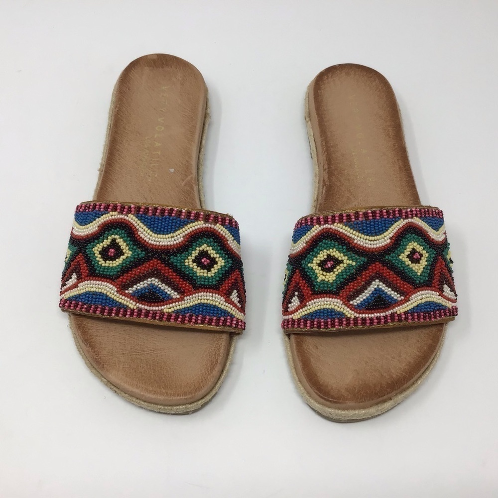 Very Volatile Ithaca Beaded Flat Sandal Shoes Size 7